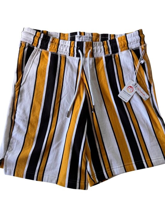 Free Planet Other - Free Planet Mens Striped Lounge Shorts Black & Gold Knit Large Cotton Blend New